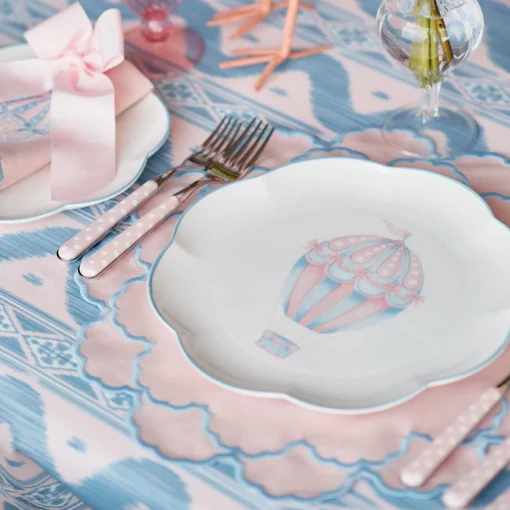 Tablecloths<Mrs. Alice Pink & Blue Ikat Tablecloth