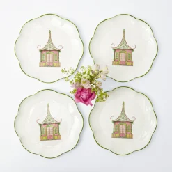 Dinner Plates | Crockery Sets<Mrs. Alice Pink & Green Pagoda Dinner Plates (Set of 4)