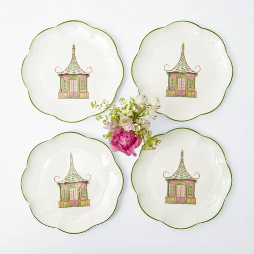 Dinner Plates | Crockery Sets<Mrs. Alice Pink & Green Pagoda Dinner Plates (Set of 4)