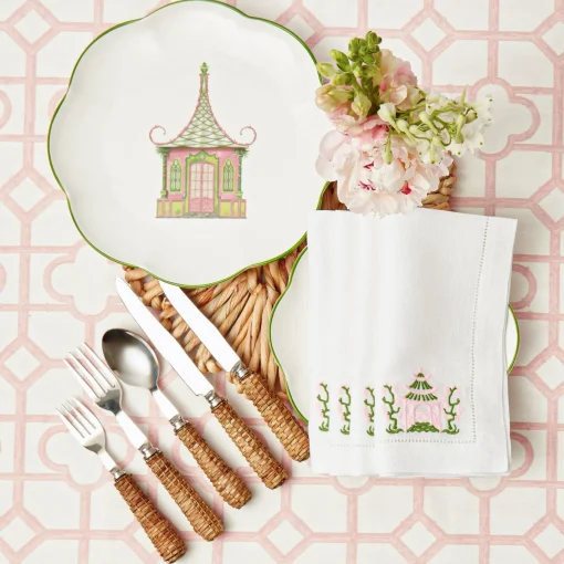 Dinner Plates | Crockery Sets<Mrs. Alice Pink & Green Pagoda Dinner Plates (Set of 4)