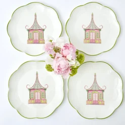 Dinner Plates | Crockery Sets<Mrs. Alice Pink & Green Pagoda Dinner Plates (Set of 4)
