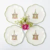 Starter Plates | Crockery Sets<Mrs. Alice Pink & Green Pagoda Starter Plate (Set of 4)