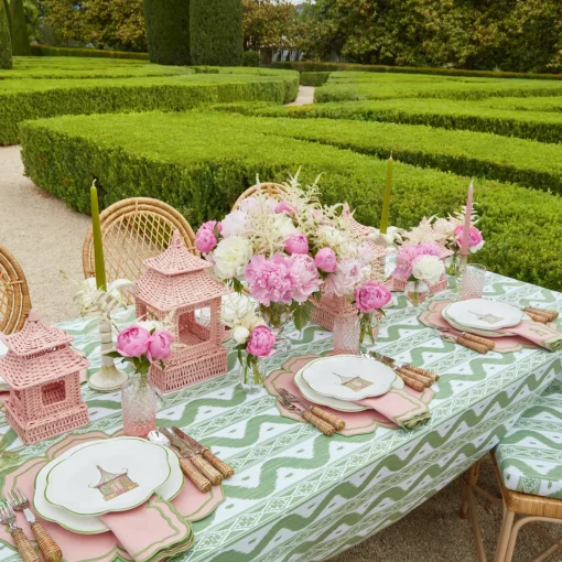 Starter Plates | Crockery Sets<Mrs. Alice Pink & Green Pagoda Starter Plate (Set of 4)