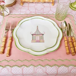 Starter Plates | Crockery Sets<Mrs. Alice Pink & Green Pagoda Starter Plate (Set of 4)
