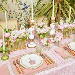 Starter Plates | Crockery Sets<Mrs. Alice Pink & Green Pagoda Starter Plate (Set of 4)