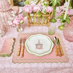 Starter Plates | Crockery Sets<Mrs. Alice Pink & Green Pagoda Starter Plate (Set of 4)