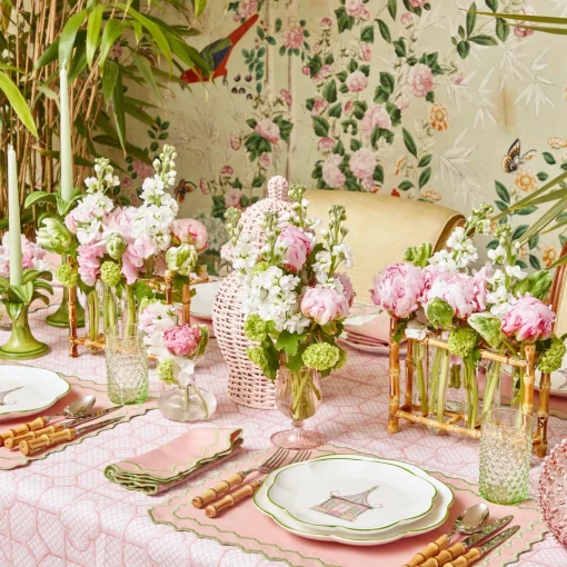 Starter Plates | Crockery Sets<Mrs. Alice Pink & Green Pagoda Starter Plate (Set of 4)