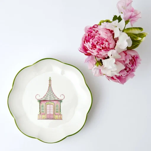 Starter Plates | Crockery Sets<Mrs. Alice Pink & Green Pagoda Starter Plate (Set of 4)