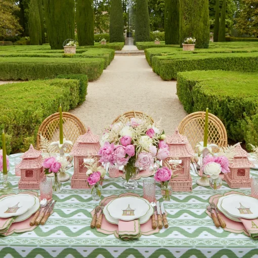 Starter Plates | Crockery Sets<Mrs. Alice Pink & Green Pagoda Starter Plate (Set of 4)