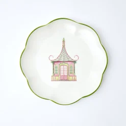 Starter Plates | Crockery Sets<Mrs. Alice Pink & Green Pagoda Starter Plate (Set of 4)