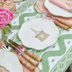 Starter Plates | Crockery Sets<Mrs. Alice Pink & Green Pagoda Starter Plate (Set of 4)