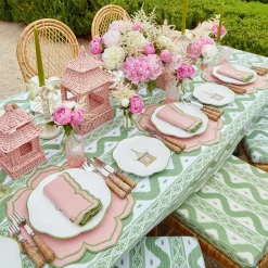 Starter Plates | Crockery Sets<Mrs. Alice Pink & Green Pagoda Starter Plate (Set of 4)