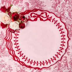 Placemats<Mrs. Alice Pink & Red Bow Laurel Placemats (Set of 4)