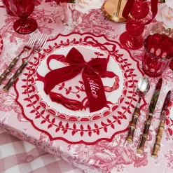 Placemats<Mrs. Alice Pink & Red Bow Laurel Placemats (Set of 4)