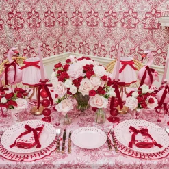 Placemats<Mrs. Alice Pink & Red Bow Laurel Placemats (Set of 4)