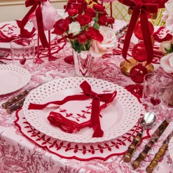 Placemats<Mrs. Alice Pink & Red Bow Laurel Placemats (Set of 4)