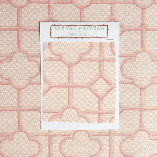 Serena Fresson Fabrics<Mrs. Alice Pink Bamboo Trellis Fabric