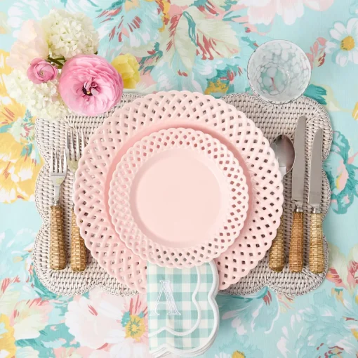 Summer Crockery | Crockery Sets<Mrs. Alice Pink Basketweave Dinner & Starter Plates (Set of 8)
