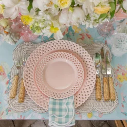 Summer Crockery | Crockery Sets<Mrs. Alice Pink Basketweave Dinner & Starter Plates (Set of 8)