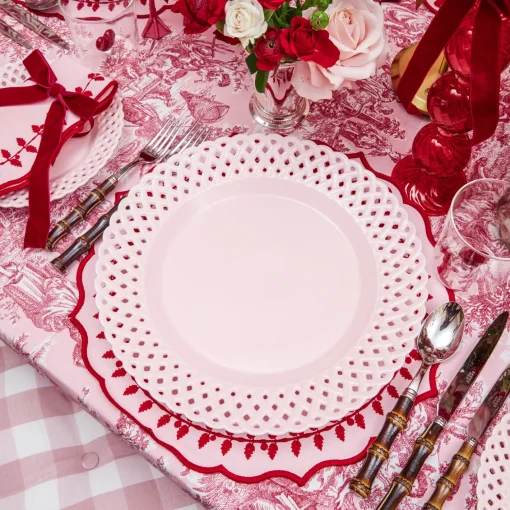 Summer Crockery | Crockery Sets<Mrs. Alice Pink Basketweave Dinner & Starter Plates (Set of 8)