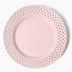Summer Crockery | Dinner Plates<Mrs. Alice Pink Basketweave Dinner Plate