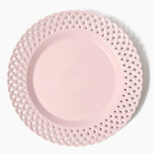 Summer Crockery | Dinner Plates<Mrs. Alice Pink Basketweave Dinner Plate