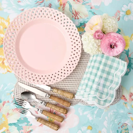 Summer Crockery | Dinner Plates<Mrs. Alice Pink Basketweave Dinner Plate