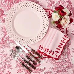 Summer Crockery | Dinner Plates<Mrs. Alice Pink Basketweave Dinner Plate