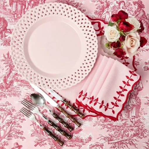 Summer Crockery | Dinner Plates<Mrs. Alice Pink Basketweave Dinner Plate