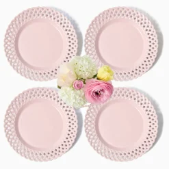 Summer Crockery | Starter Plates<Mrs. Alice Pink Basketweave Starter Plate (Set of 4)