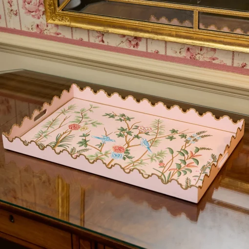Trays | For Her<Mrs. Alice Pink Chinoiserie Tole Tray