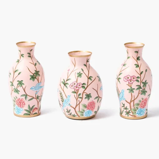 Vases | Vases & Planters<Mrs. Alice Pink Chinoiserie Tole Vases (Set of 3)