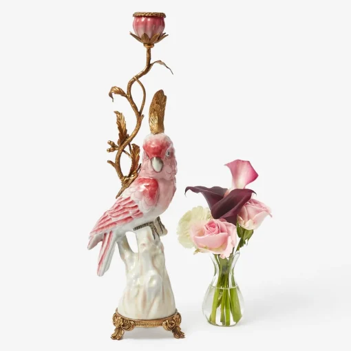 Summer Candleware | Candle Holders<Mrs. Alice Pink Cockatiel Candle Holder