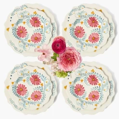 Summer Crockery | Crockery Sets<Mrs. Alice Pink Flowers Dinner & Starter Plates (Set of 8)