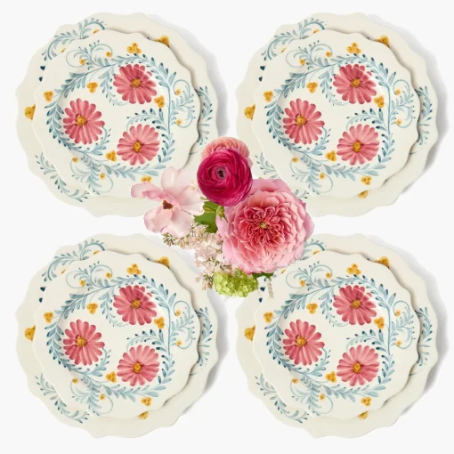 Summer Crockery | Crockery Sets<Mrs. Alice Pink Flowers Dinner & Starter Plates (Set of 8)