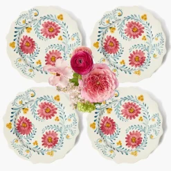 Summer Crockery | Dinner Plates<Mrs. Alice Pink Flowers Dinner Plates (Set of 4)