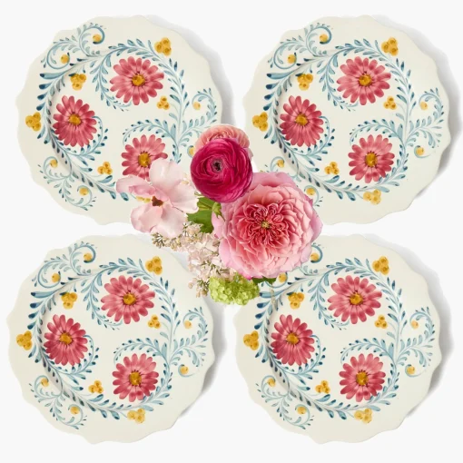 Summer Crockery | Dinner Plates<Mrs. Alice Pink Flowers Dinner Plates (Set of 4)