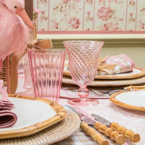 Summer Glassware | Glasses<Mrs. Alice Pink Fluted Water Glasses (Set of 4)