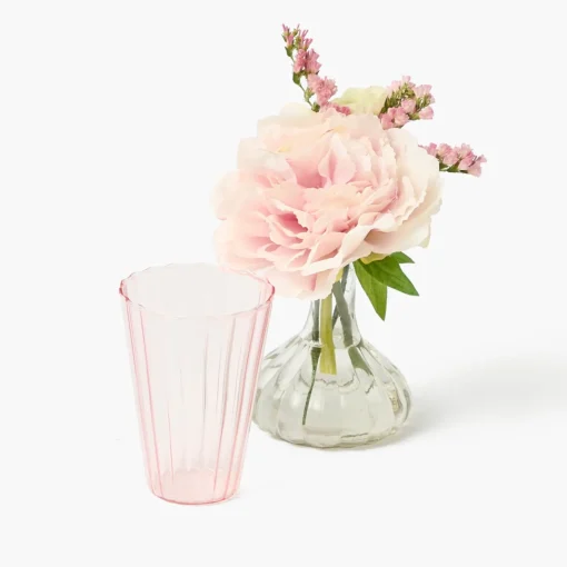 Summer Glassware | Glasses<Mrs. Alice Pink Fluted Water Glasses (Set of 4)