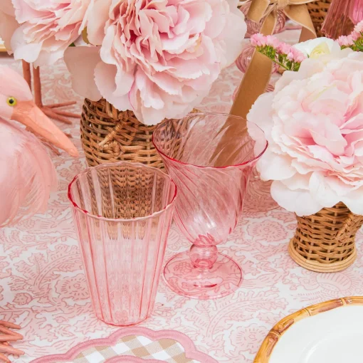 Summer Glassware | Glasses<Mrs. Alice Pink Fluted Wine Glasses (Set of 4)