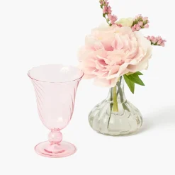 Summer Glassware | Glasses<Mrs. Alice Pink Fluted Wine Glasses (Set of 4)