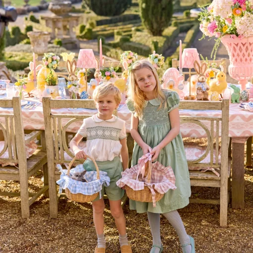 Spring Decorations<Mrs. Alice Pink Gingham Basket