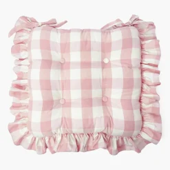 Cushions<Mrs. Alice Pink Gingham Ruffle Seat Pad Cushion