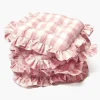 Cushions<Mrs. Alice Pink Gingham Ruffle Seat Pad Cushion (Set of 4)