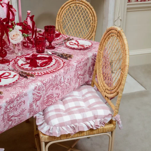 Cushions<Mrs. Alice Pink Gingham Ruffle Seat Pad Cushion (Set of 4)