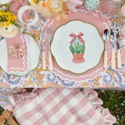 Cushions<Mrs. Alice Pink Gingham Ruffle Seat Pad Cushion (Set of 4)