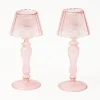 Summer Candleware | Candle Holders<Mrs. Alice Pink Glass Lantern Tea Light Holder (Pair) - 24cm