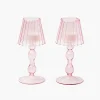 Summer Candleware | Candle Holders<Mrs. Alice Pink Glass Lantern Tea Light Holder (Pair) - 18cm