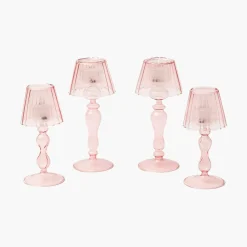 Summer Candleware | Candle Holders<Mrs. Alice Pink Glass Lantern Tea Light Holder Set