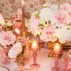 Summer Candleware | Candle Holders<Mrs. Alice Pink Glass Lantern Tea Light Holder (Pair) - 24cm